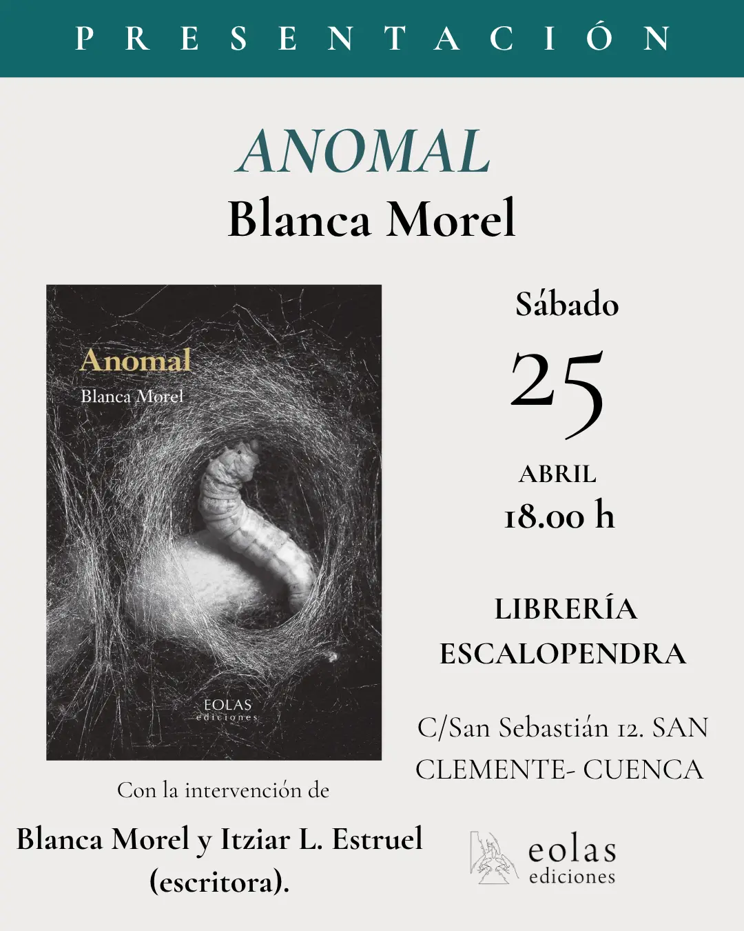 Cartel Blanca Morel La Escalopendra