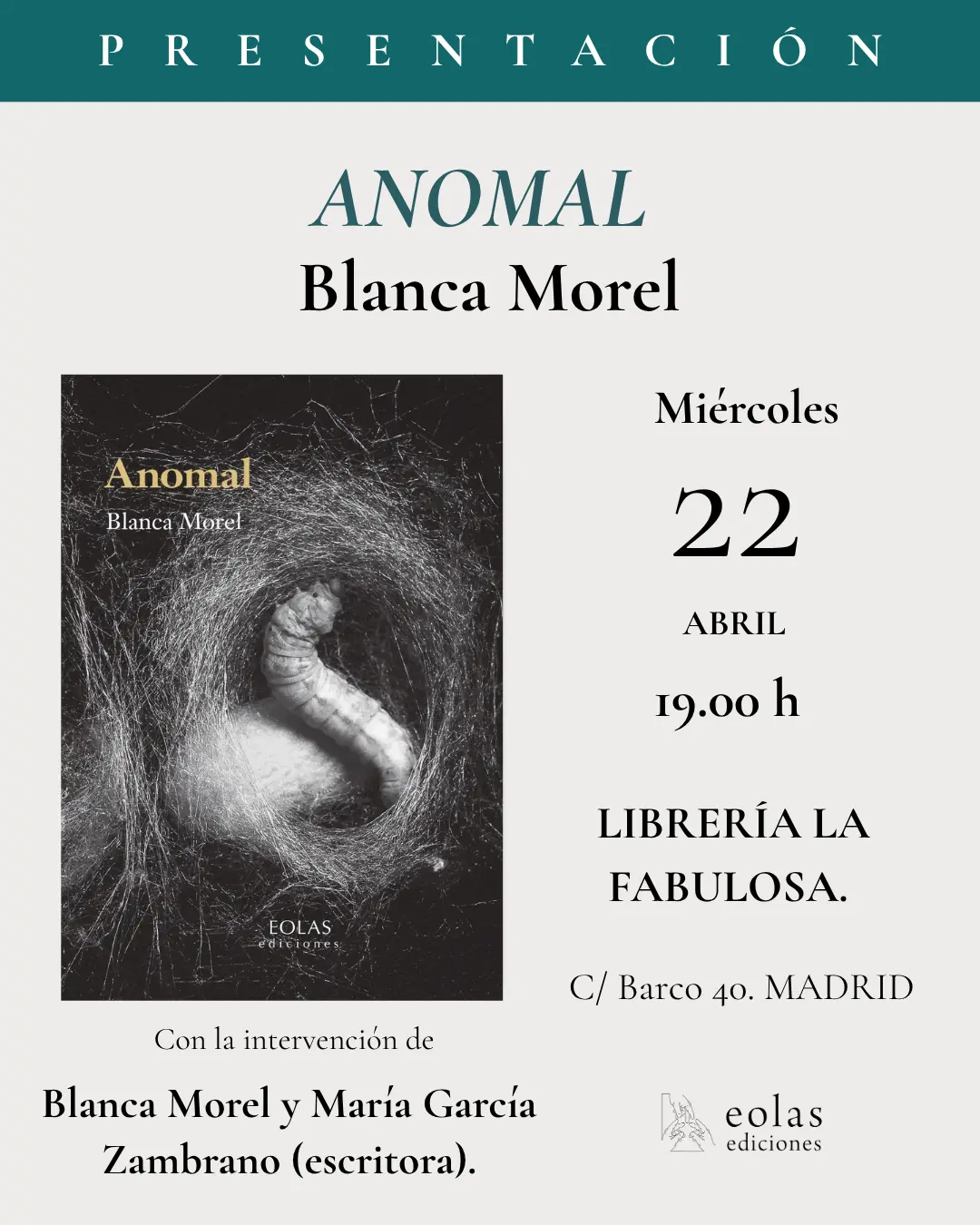 Cartel Blanca Morel La Fabulosa